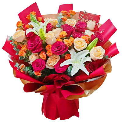 南宁19朵玫瑰百合，爱情永不凋零