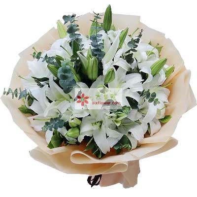 南宁9支白色多头百合，祝福你幸福